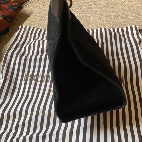Brand new Henri Bendel Plaza Black Suede Satchel - Chic! Minimal! - Picture 2 of 7